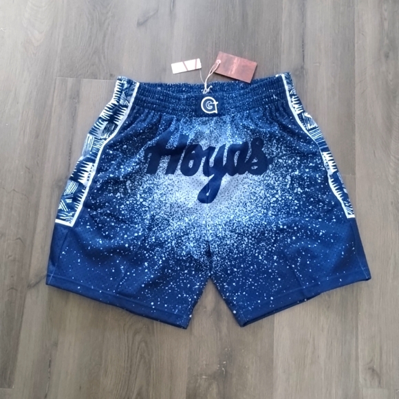 XL Mitchell & Ness Georgetown Hoyas Navy Swingman Basketball Shorts Mens Retake - Picture 1 of 8